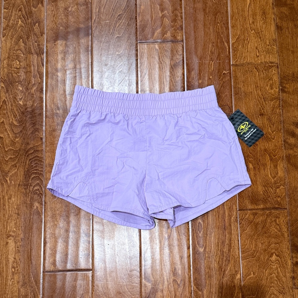 NWT Size Large Plus 10-12 Athletic Works  High waist Purple Shorts